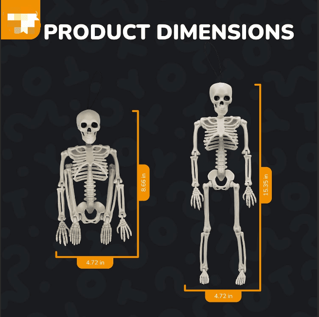 4 Pack Posable Halloween Skeleton Decorations 16 Inch for Indoor Outdoor Yard