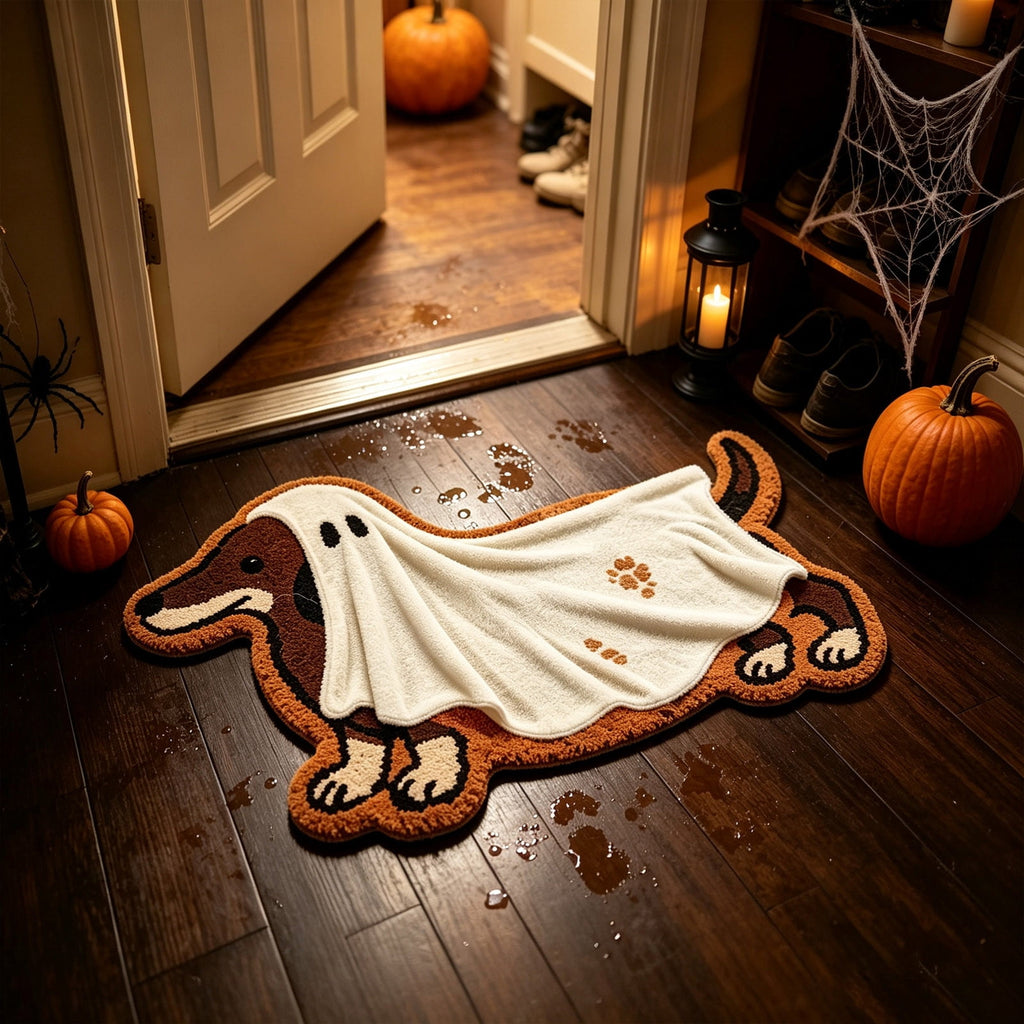 Halloween Ghost Dachshund Door Mat 15x21 Inch Doormat for Outdoor Indoor Entrance Entryway
