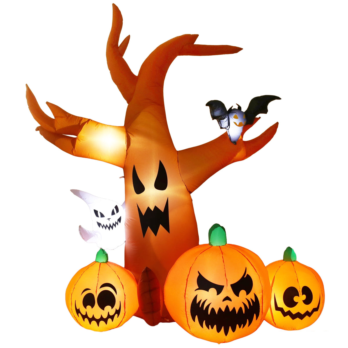 MAGOTAN 8 ft Halloween Inflatable Pumpkin Halloween Inflatable Pumpkins Ghost Tombstone Outdoor Yard Decoration Build-in 7 LED White Lights