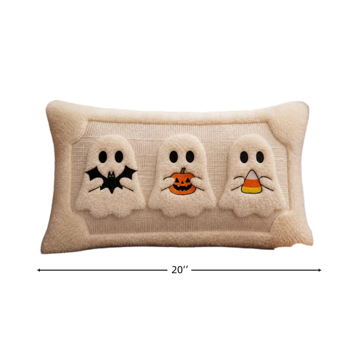 Cute Reading Ghost Plush Throw Pillow, Halloween Book & Pumpkin Bucket Ghost Stuffed Cushion, Spooky Season Decorative Pillow, for Sofa, Bedroom, Party Decor