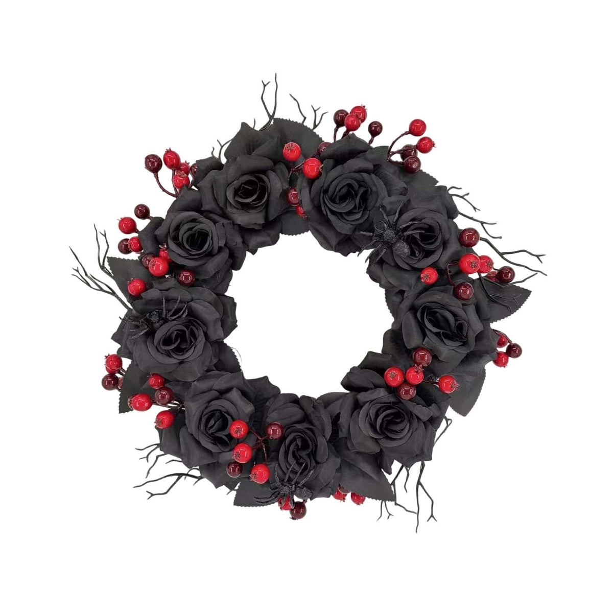 WWC Halloween Wreath, Artificial Silk Bats And Skulls Wreath, Gothic Halloween Decor for Fall Party Front Door Porch Mantel