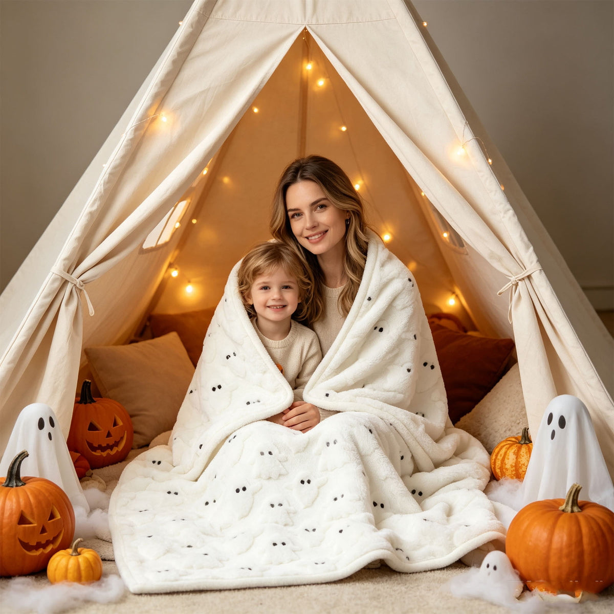 Halloween blanket,Halloween Print Throw Blanket Flannel Soft Cozy Decorative Nap Blanket with Ghost Pumpkin Skull for Office Bedroom Sofa Camping Travel(100x150cm/39x59 Inch),Black
