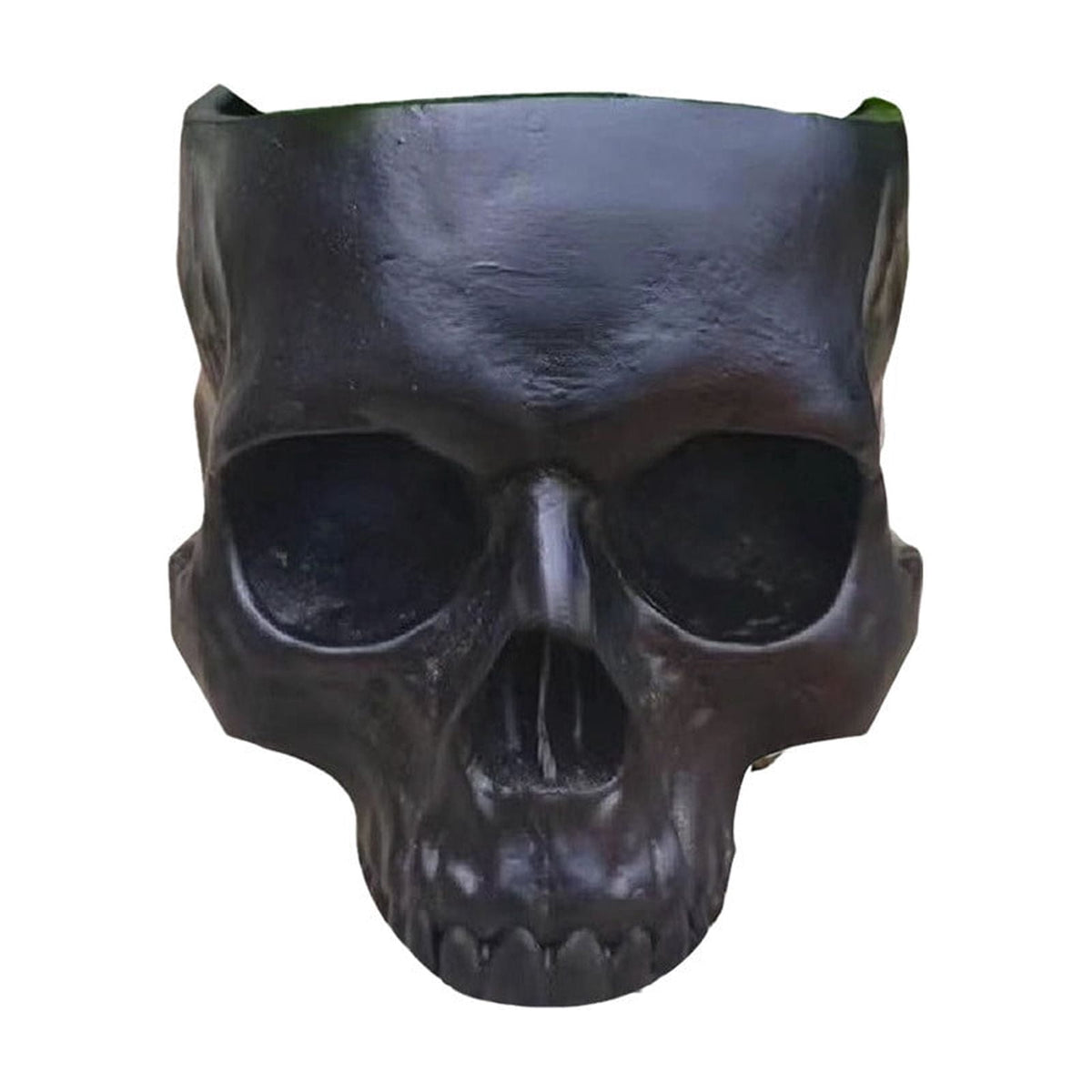 AuroraX Halloween Skeleton Head Plantser Halloween Resin Skull Flower Pot Indoor Spooky Cactus Candy Halloween Desk Decoration Black