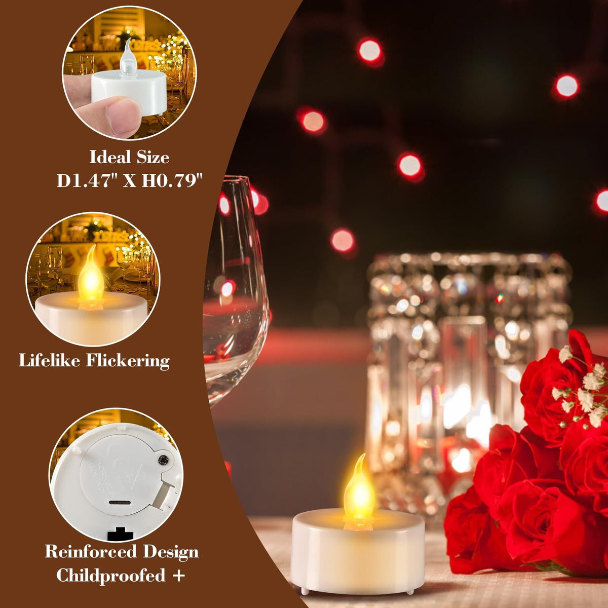 24PCS LED Tealight Candles with Remote Timer, Battery Operated Flameless Tea Light Candles, Fake Flickering Votive Candles for Home Centerpiece Table, Anniversary, Party, Halloween, Ramadan Decor