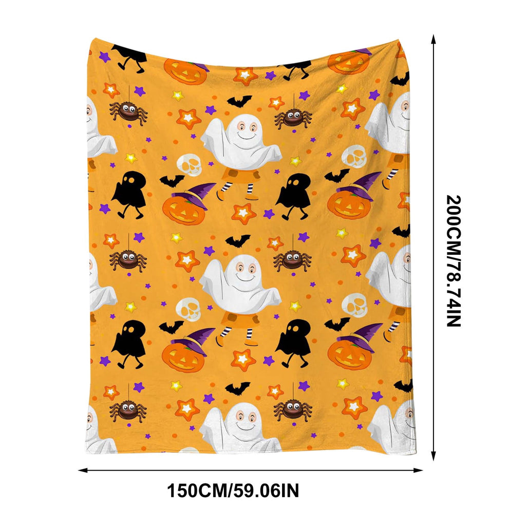 Halloween blanket,Halloween Print Throw Blanket Flannel Soft Cozy Decorative Nap Blanket with Ghost Pumpkin Skull for Office Bedroom Sofa Camping Travel(100x150cm/39x59 Inch),Black