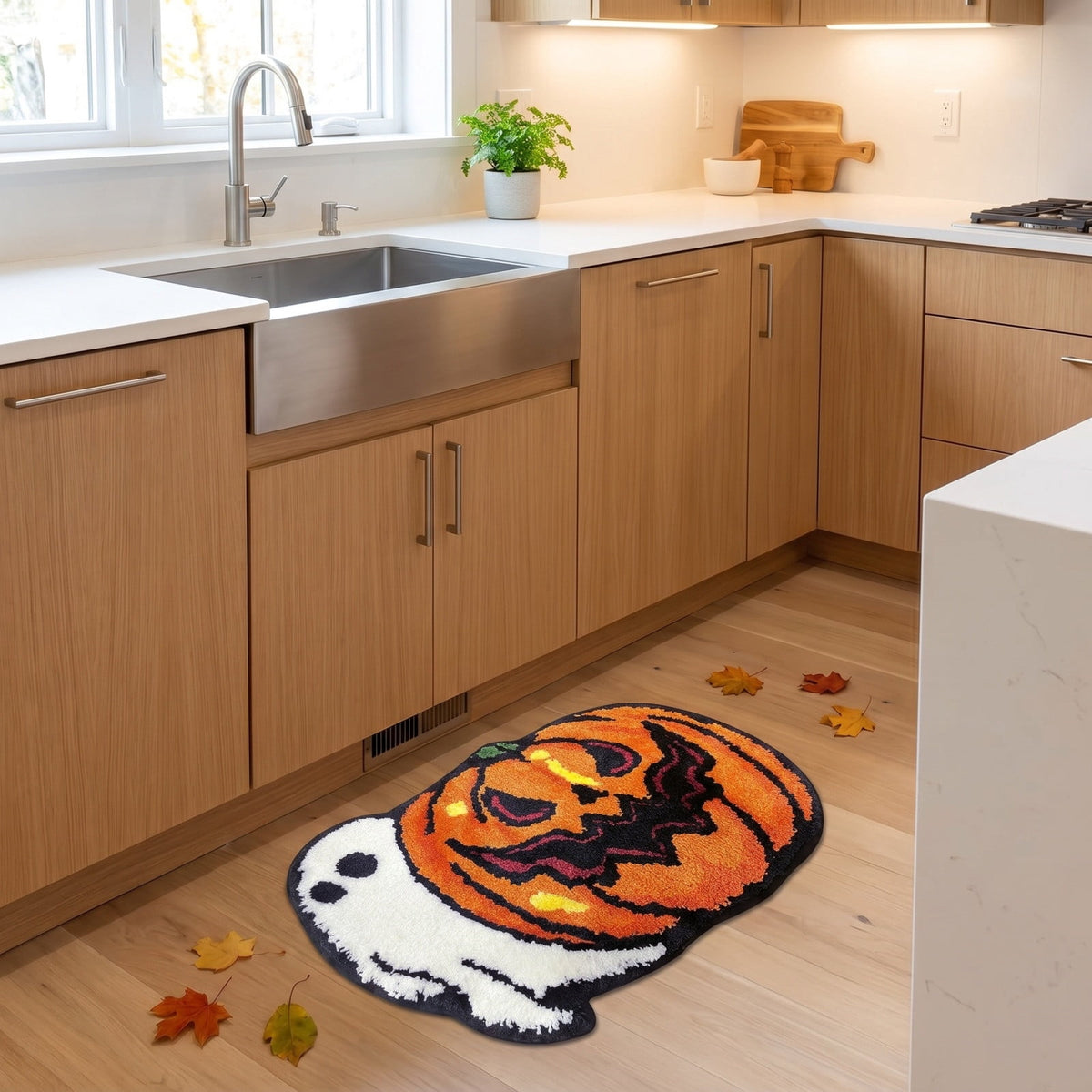 Halloween Door Mat Pumpkin Shaped Non-Absorbent Skidproof Mat 15.75x23.62in Polyester Skidproof & Weather Resistant for Front Door Porch Indoor Outdoor Halloween Door Mat by MPOISVA