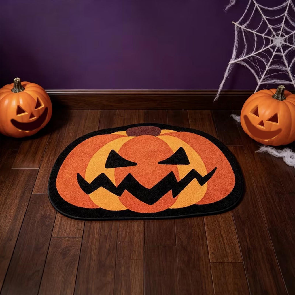 Halloween Door Mat Pumpkin Shaped Non-Absorbent Skidproof Mat 15.75x23.62in Polyester Skidproof & Weather Resistant for Front Door Porch Indoor Outdoor Halloween Door Mat by MPOISVA