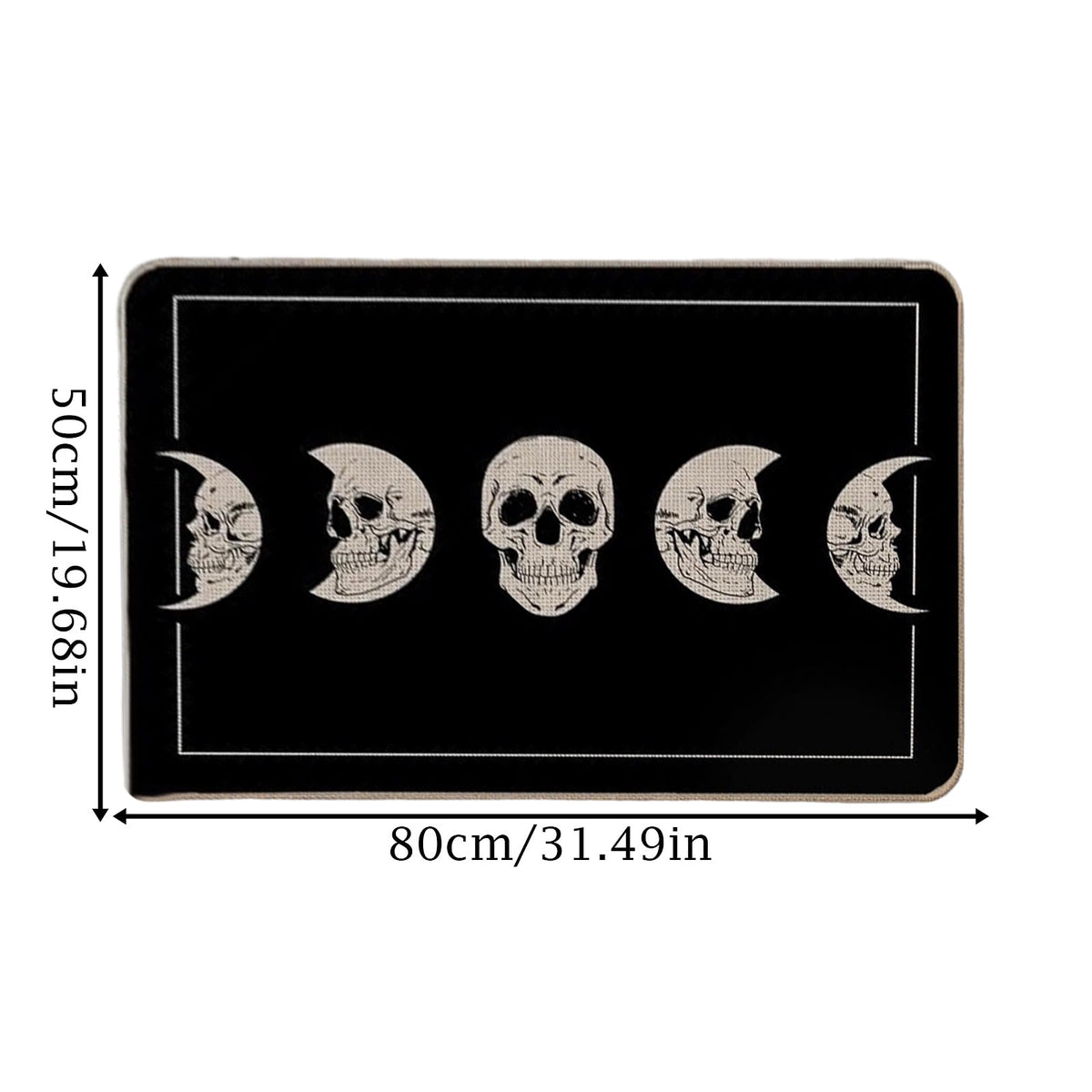 Halloween Doormat, Black Diatom Mud Rubber Base Mat, Non Slip Quick Dry Absorbent, Skull Moon Phase Decor for Outdoor Entryway Porch Front Door, Durable Easy Clean Floor Rug 17x29 Inch