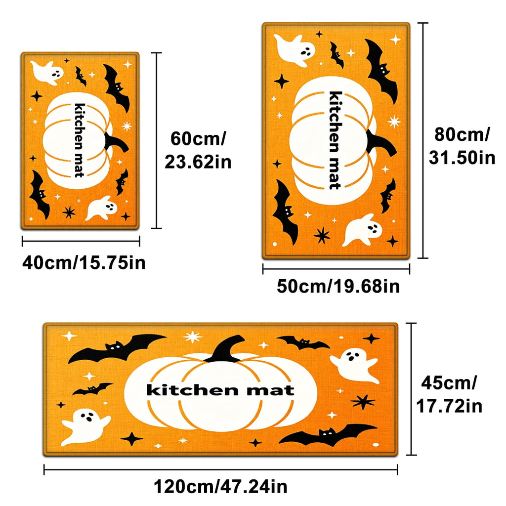 YIMEIS Halloween Orange Ghost Pumpkin Black Cat 1Pc Flannel Mat & Kitchen Rugs,Soft Non-slip,16''×24'' Inches,for Entryway Bathroom