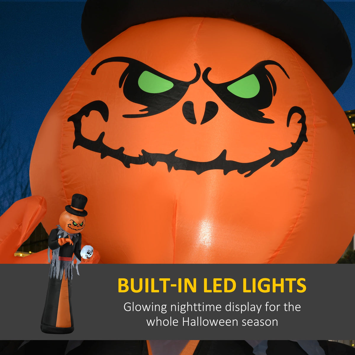 HOMCOM Halloween Inflatable Pumpkin with LED Lights for Garden Indoor Outdoor