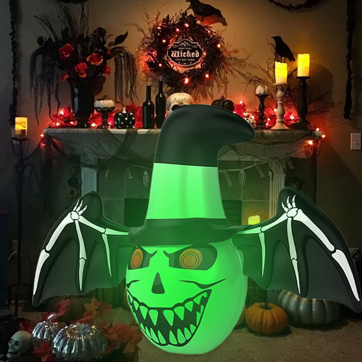 syligr Halloween Inflatable Decoration for Yard Garden, LED Color Changing Ghost Ball, PVC Blow Up Ornament for Lawn Patio Porch, Remote Control Glowing Decor for Halloween Party, 39x24 Inch