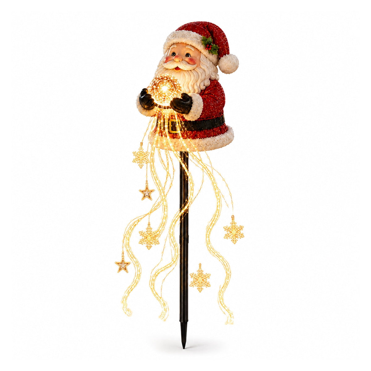 Solar Halloween Metal Moon Black Cat Garden Stake with LED Pumpkin Lantern, Light Up Star Bat Yard Decor Stake, Spooky Outdoor Lawn Pathway Halloween Decoration