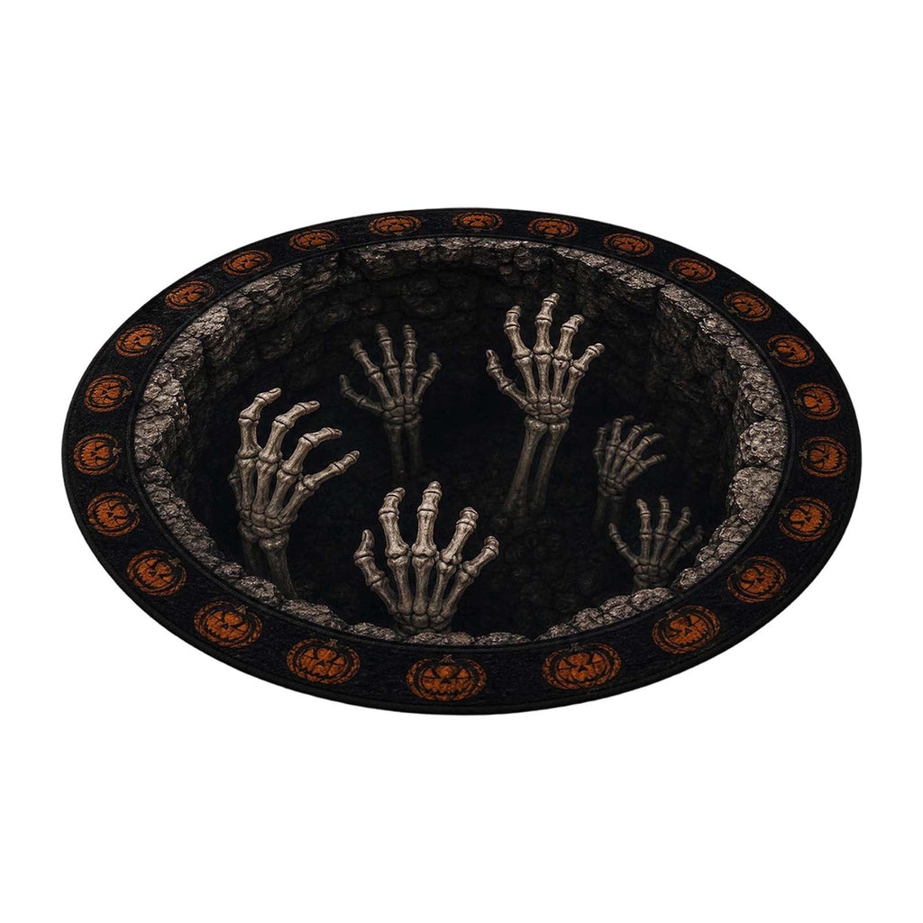 Win s Way 3D Illusion Round Halloween Rug Optical Illusion Doormat Non- Washable Entryway Decor Spooky Fall Front Door Mat for Party Decoration Available in 15.8/23.6/31.5 Inch