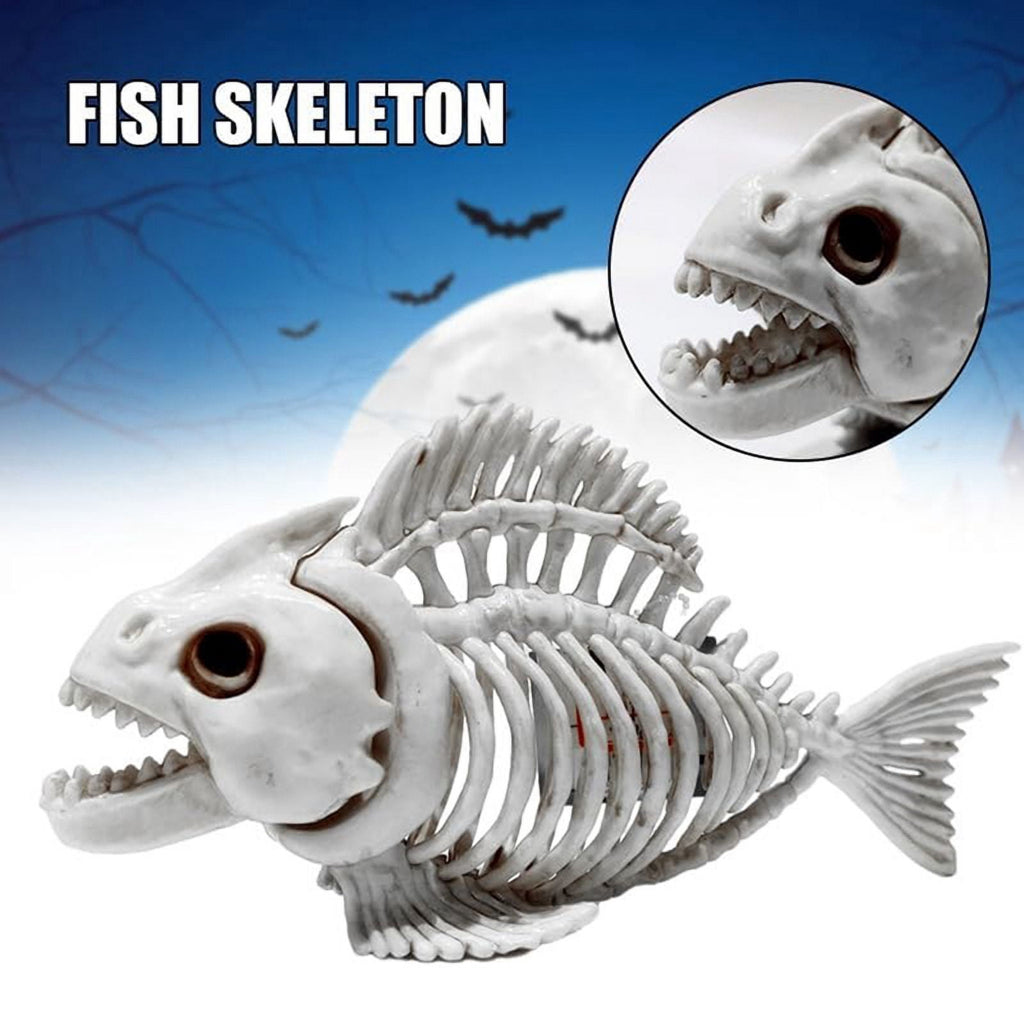 Skeleton Fish Halloween Decor Model, Animal Carp Skull Fishes Bone Art Ornaments, for Home Room B