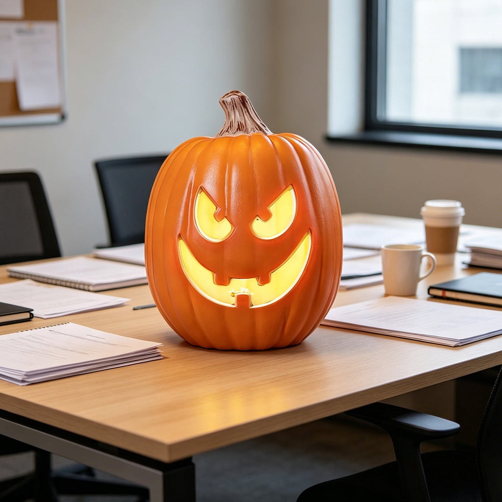 Large Halloween Pumpkin Decoration with Warm LED Light, Blow Molded Plastic for Outdoor Yard Porch Display, Plug and Play or Battery Operated Festive Decor