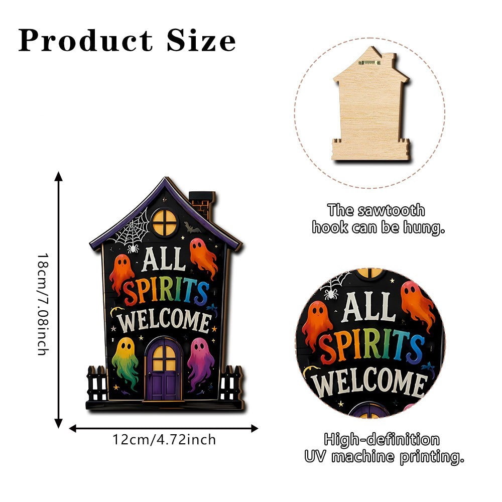 Halloween Ghost-Shaped Wall Sign, Festive Party Decoration, Playful Seasonal Accent, Lighthearted Tone and Exciting Atmosphere, for spooky Family Parties and festive Home Walls.