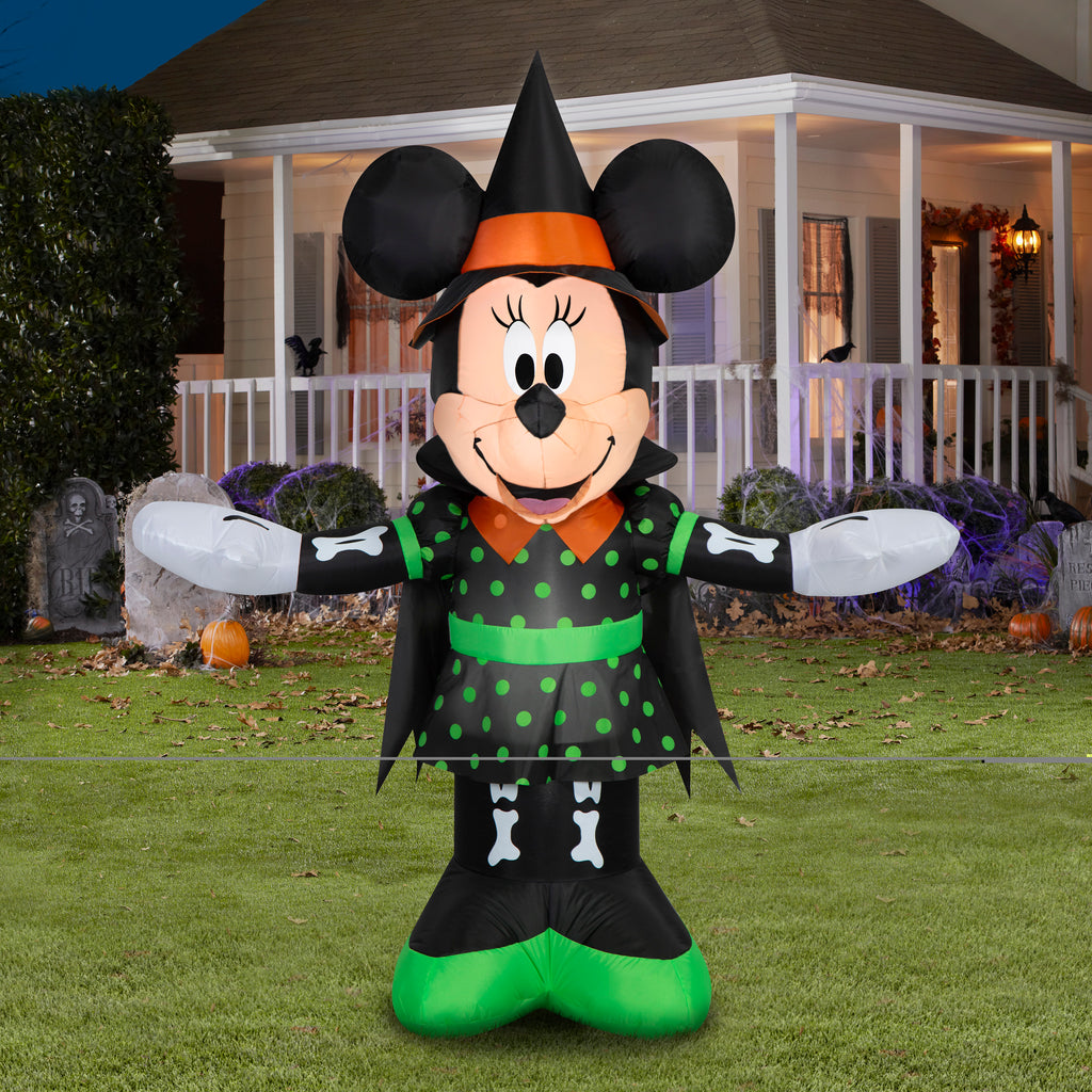Airblown Halloween Yard Inflatables Light Minnie Mouse in Polkadot Dress Disney, 5 ft