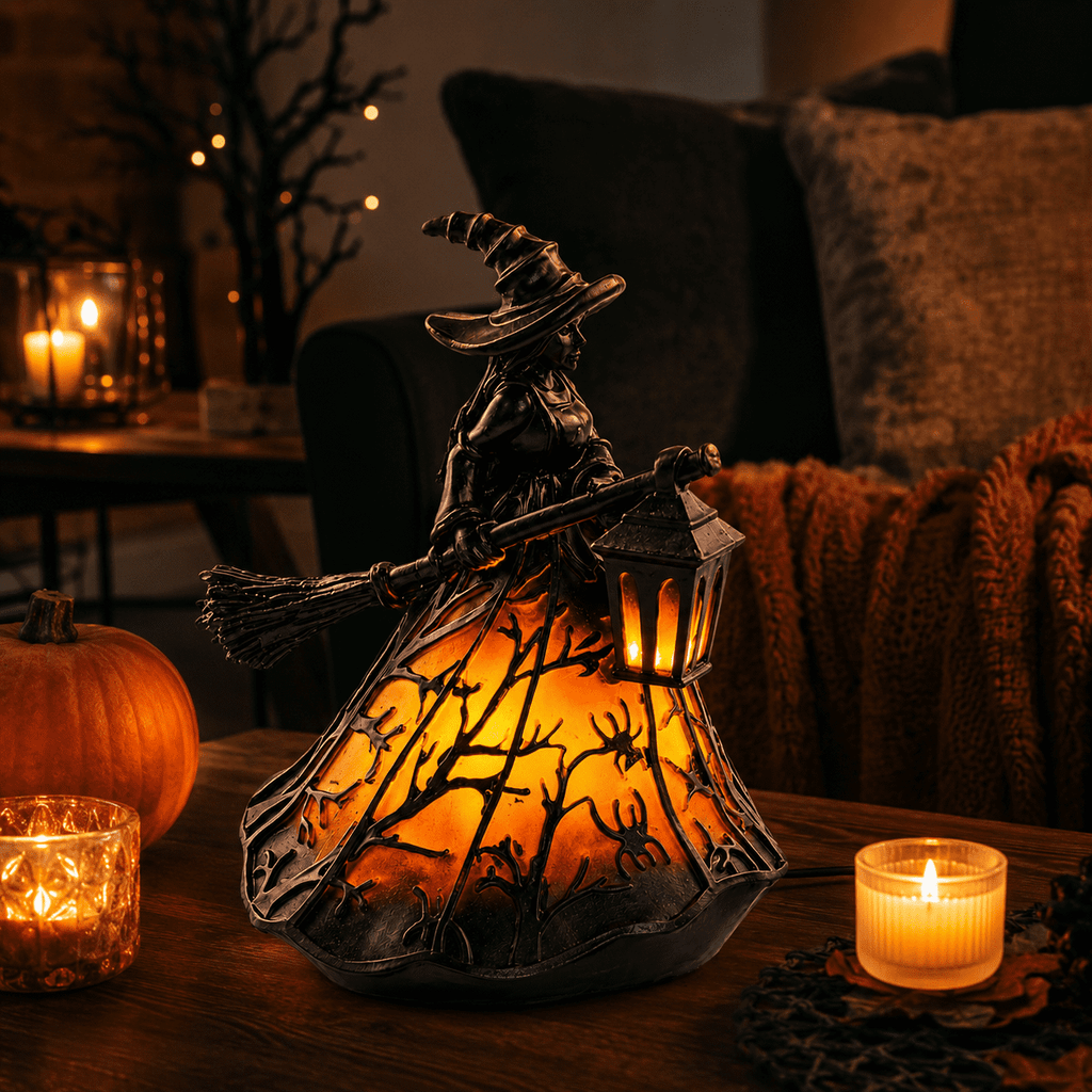 Diceymbol 11.81 Inch Halloween Ghost Night Light, Witch Hat Ghost Lamp with Jack O Lantern, Halloween Decorations Indoor for Table Mantel Party Decor