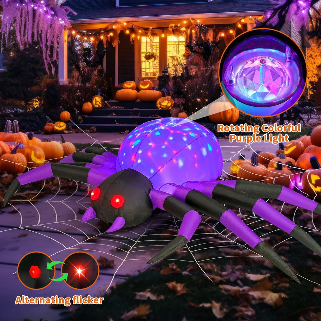 COMIN Halloween Inflatables 9 FT Width Spider Blow Up Yard Decoration with Built-in LED for Yard Garden Party Lawn