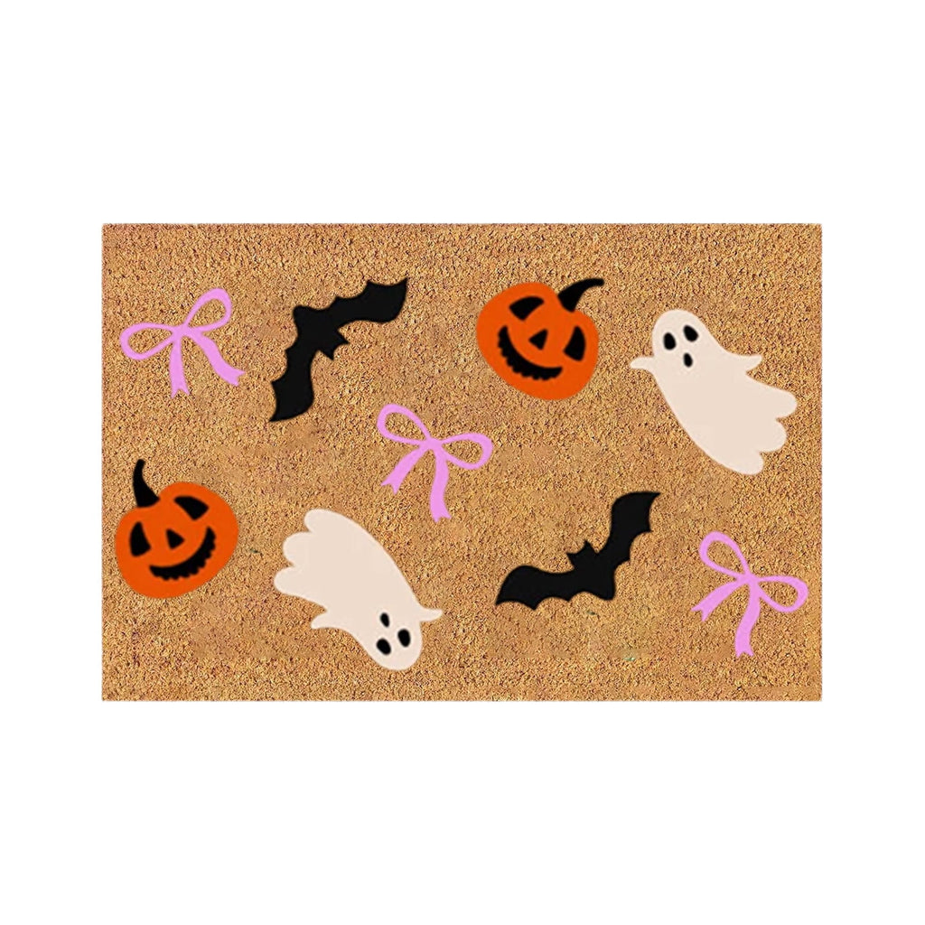 Halloween Door Mat Ghost Pumpkin Bat Candy Welcome Non Slip Coir Floor Mats Outdoor Entrance,Halloween Outdoor Rugs for Front Door,Doormats Seasonal for Porch Entryway Decor