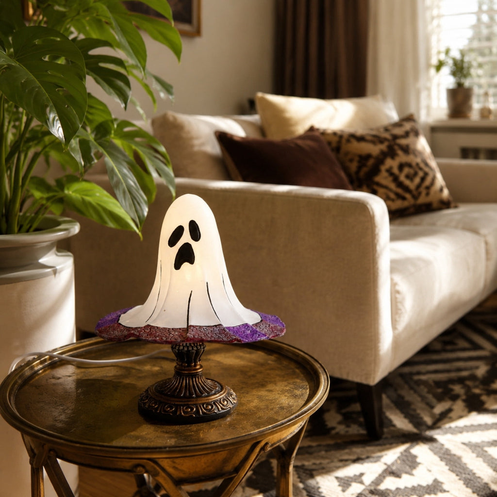 BZPIZ Witch Hat Lamp Handcrafted Retro Resin Stained Witch Hat Desk Lamp Halloween Home Decor Gothic Wizard Hats Night Light for Bedroom & Bookshelf
