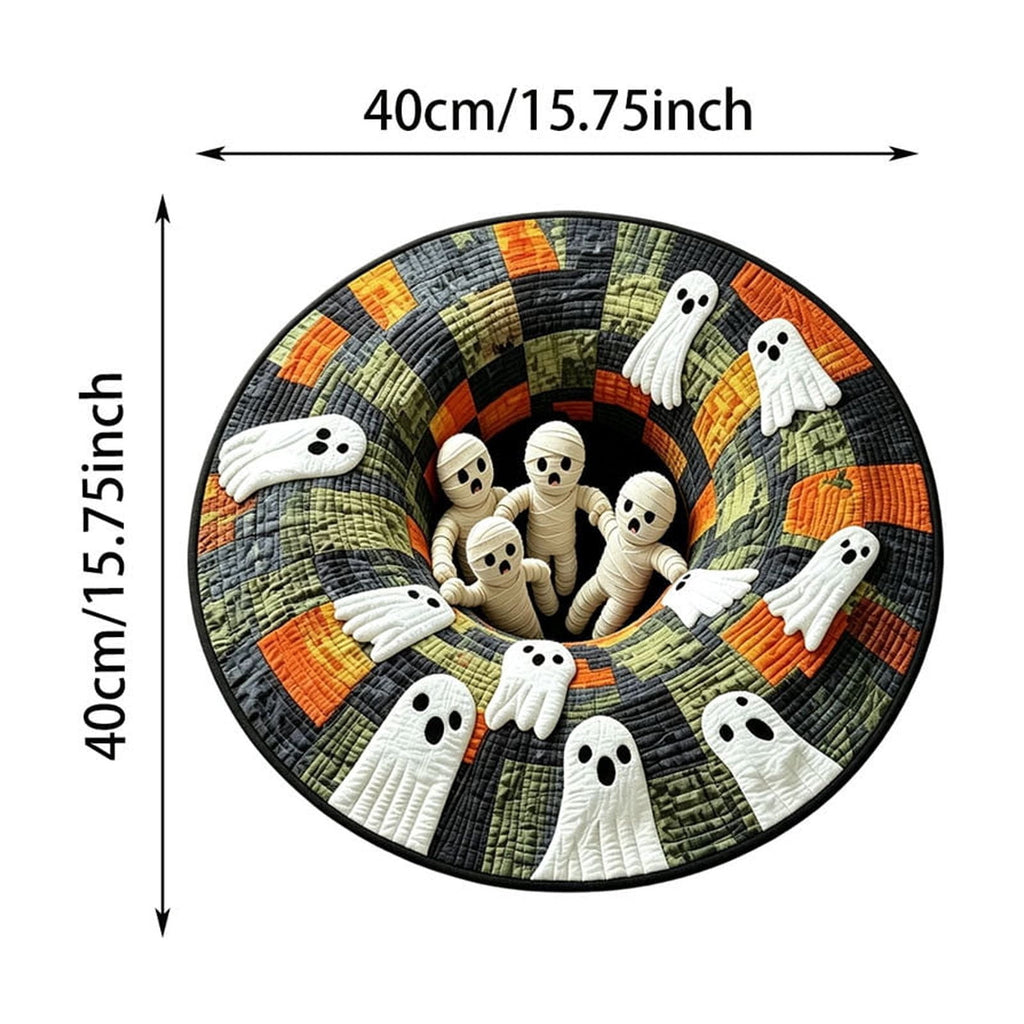Win s Way 3D Illusion Round Halloween Rug Optical Illusion Doormat Non- Washable Entryway Decor Spooky Fall Front Door Mat for Party Decoration Available in 15.8/23.6/31.5 Inch