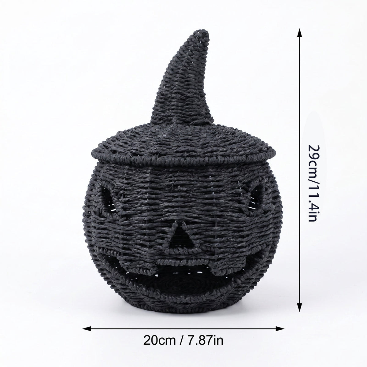 THOPBPRK 2026 Black Halloween Woven Pumpkin Jack-O'-Lantern, Halloween Decorations Pumpkin, USE LED Candle, Rattan Fall Halloween Decor for Home, 1Pack 11.8 Inch A