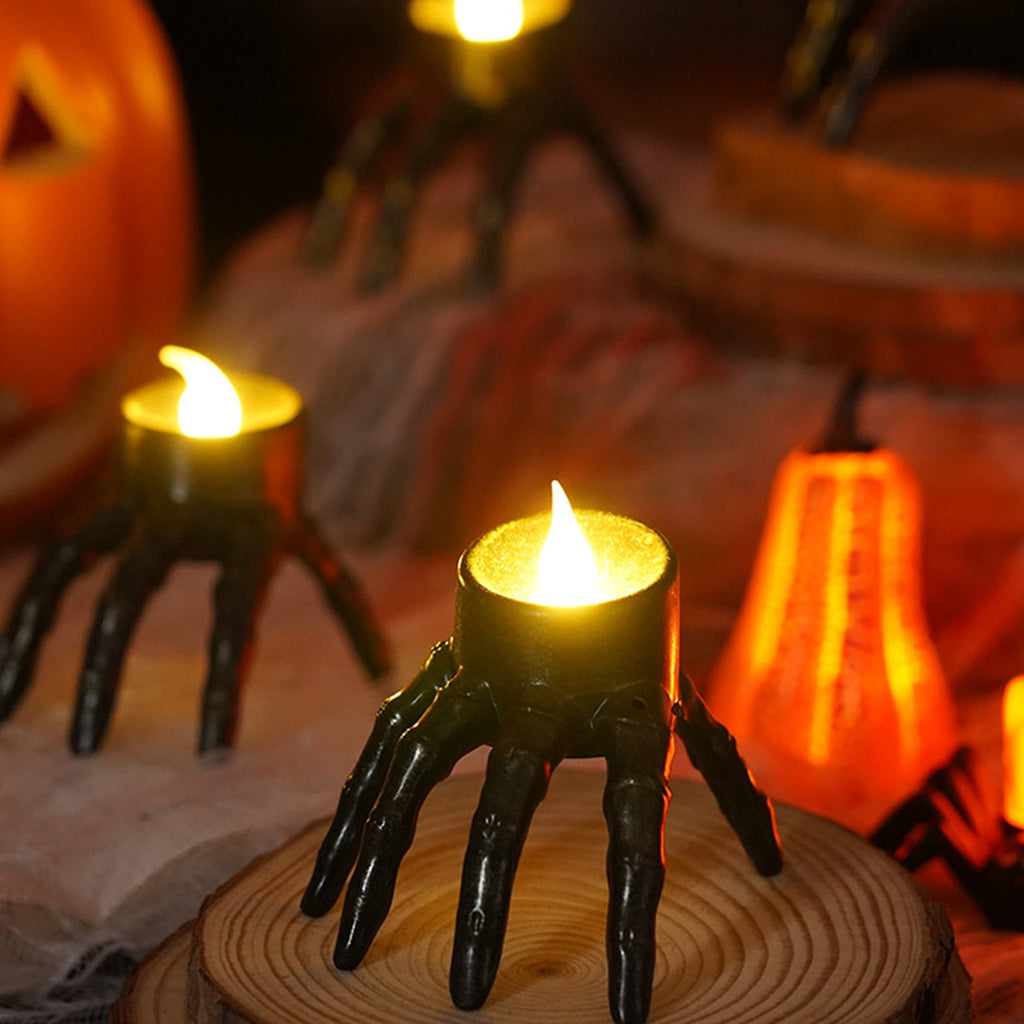 Halloween Spooky Skeleton Hand Candle Flameless Candle Lamp Scary Spooky Candle Halloween Decoration Lights
