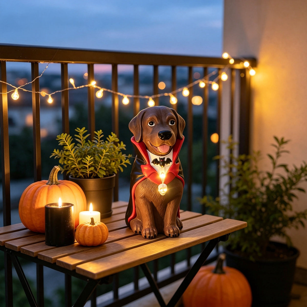 2026 New Halloween Light‑Up French Bulldog Figurine, Shark Outfit Dog Statue with Glowing Pumpkin, Waterproof Resin Table Holiday Decorations, Cute Spooky Halloween Decorations for Porch Yard Home