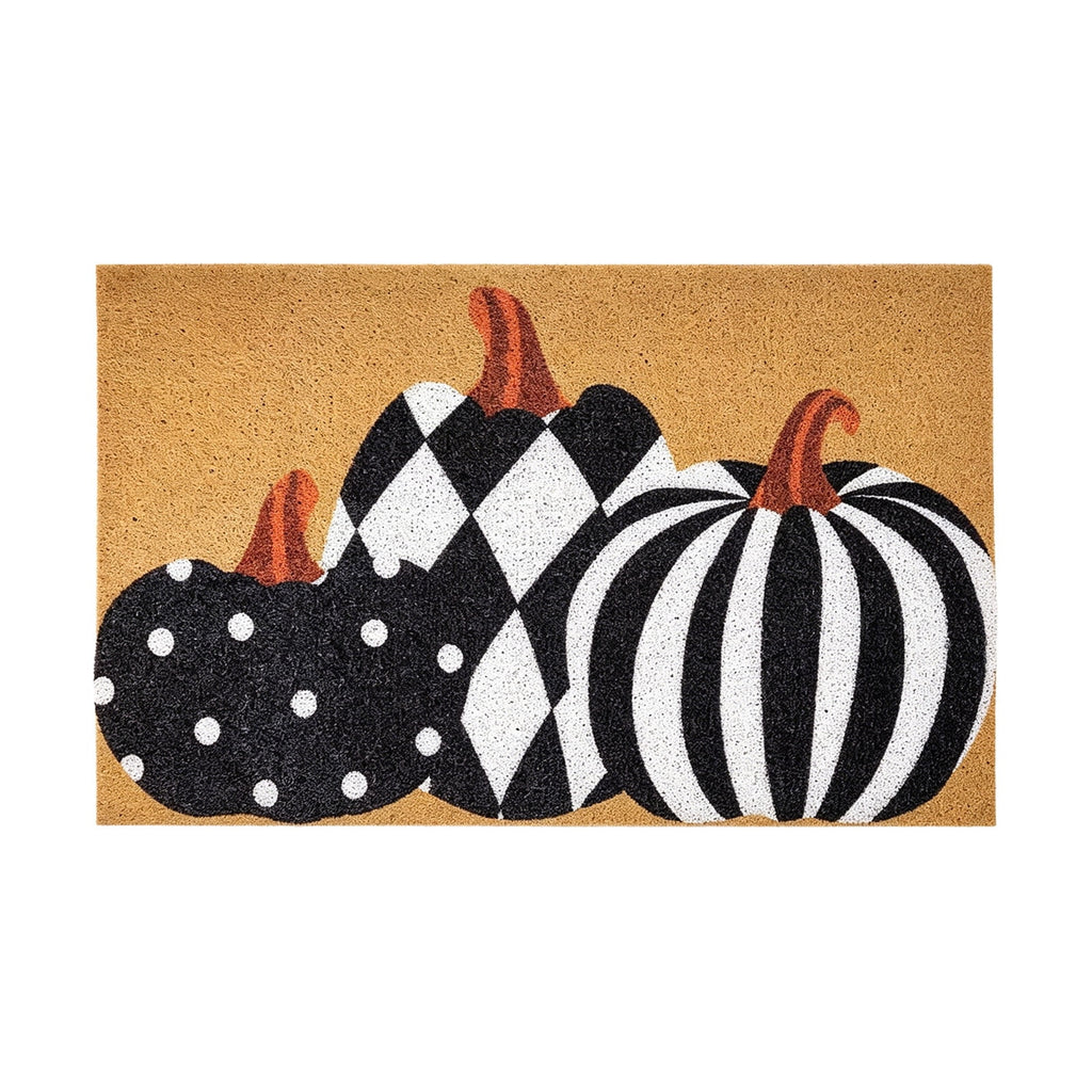 Fllostpr Halloween Pumpkin & Crow Welcome Doormat for Front Door, Non-Slip Vintage Brown Coir Floor Mat for Outdoor Porch Entryway Decor,16x24 Inch
