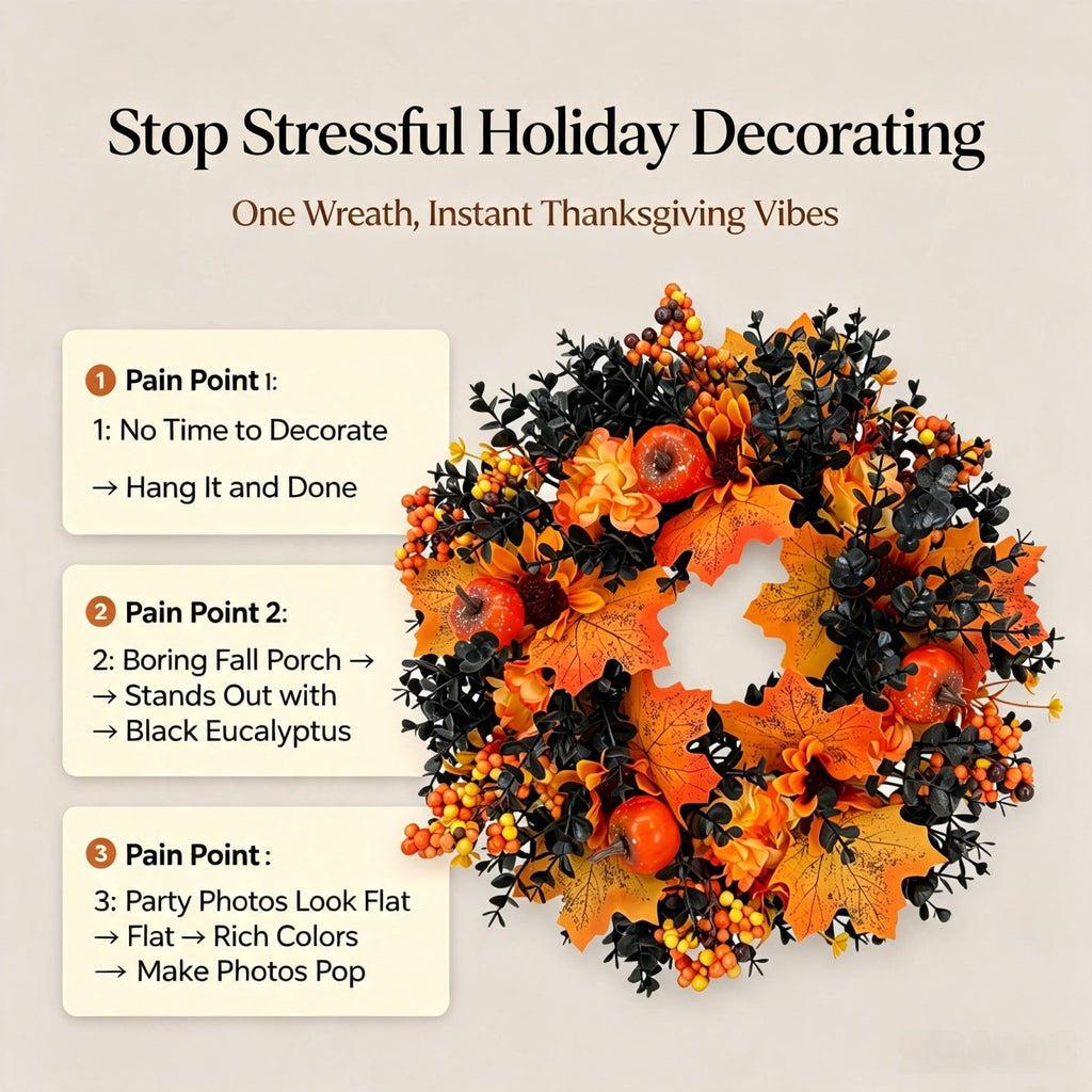 Under $15! Wreaths for front Door Kingtowag Artificial Floral Wreath, Simulation Plant Pastoral Style Door Hanging Decoration Poppy Fruit, Greenery Wreath for Porch, Window, Home, Farmhouse