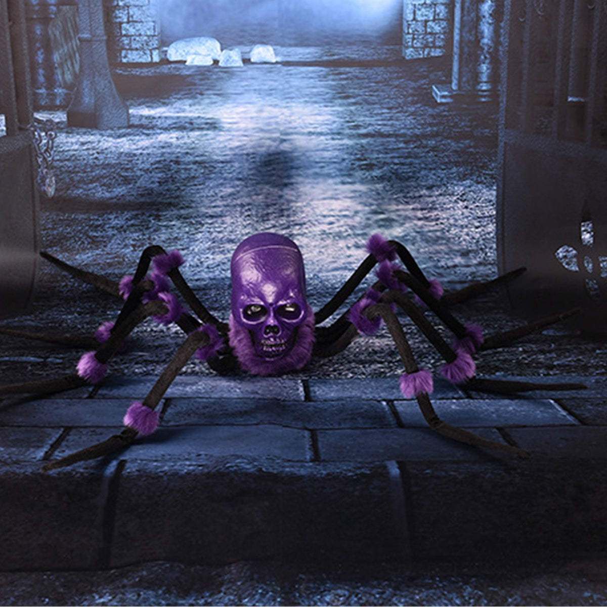 MMJ Halloween Decorations Electric Crawling Spider Voice Activated Light Up Animated Horror Prop 25.6in