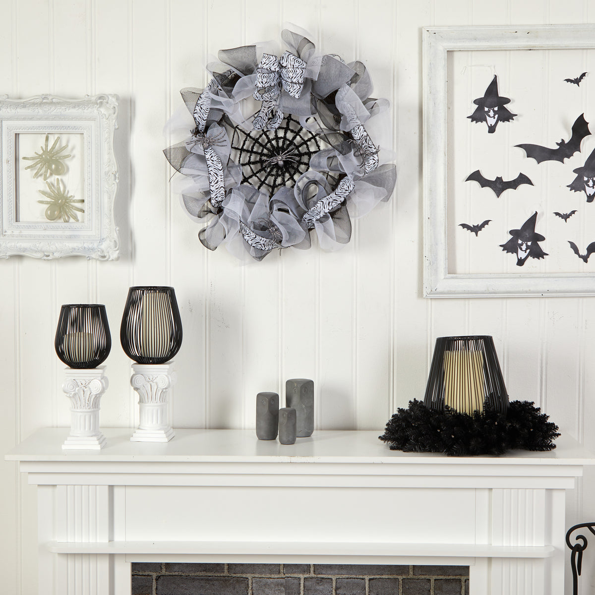 Nearly Natural 26in. Halloween Spider Web Mesh Wreath