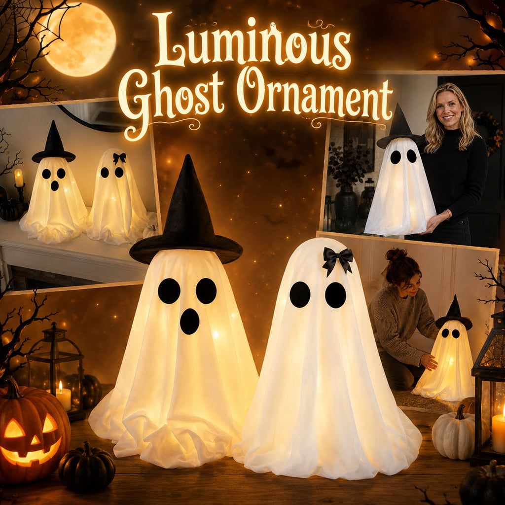 Halloween Decorations Indoor Light Up Ghosts with Bow, Easy to Assemble Light Up Spooky Ghosts Decoration Halloween Party Decorations for Porch Yard Mantel Home