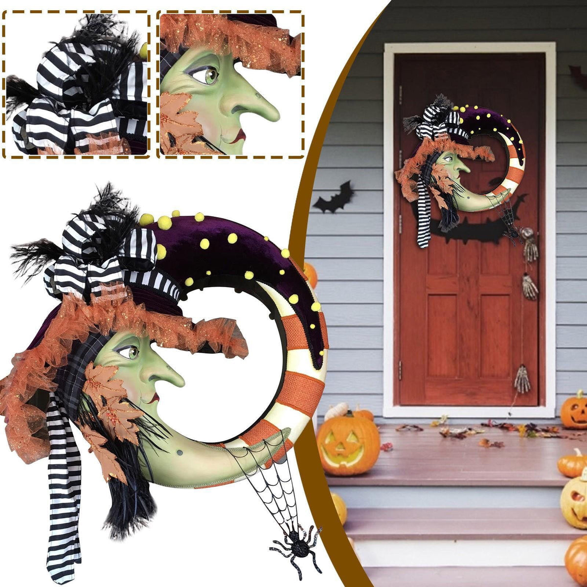 YIKA Halloween Decoration Fall Peony And Pumpkin Wreath Colorful Decorative Garland Home Decoration And Ornaments Suitable For Decoration In Multiple Scenarios F3Halloween Yard Decor