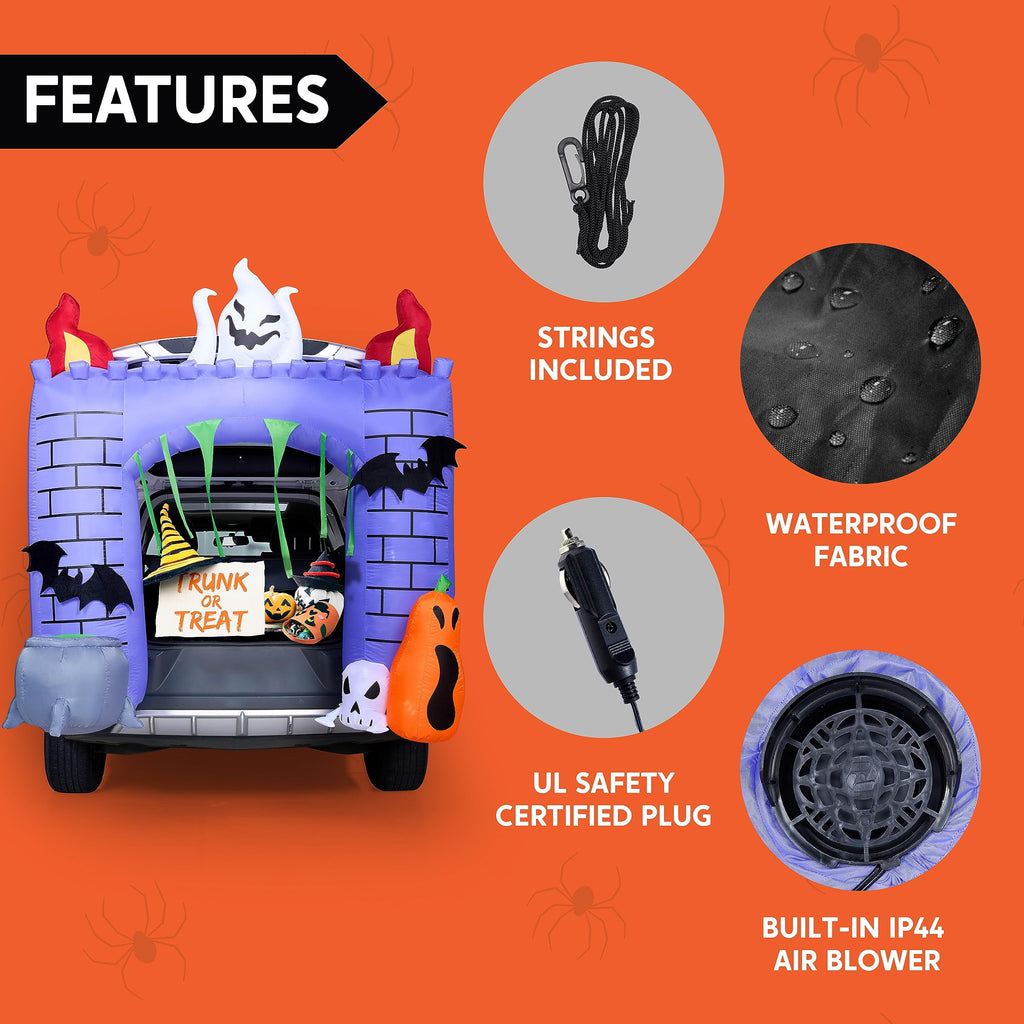 Joyfy 3.6 ft Animated Halloween Inflatable Dinosaur Decoration,Trunk or Treat Car Decorations Kit Dinosaur with Built-in LED Light for Halloween Party Indoor,Outdoor,Yard,Garden Decor