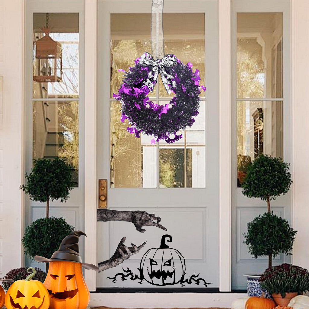 EWSFHUI Halloween Garland Wreath Decoration Halloween Decoration Pendant Home Decoration Halloween Door Wreath(Silver,11.41 * 20.27 in)