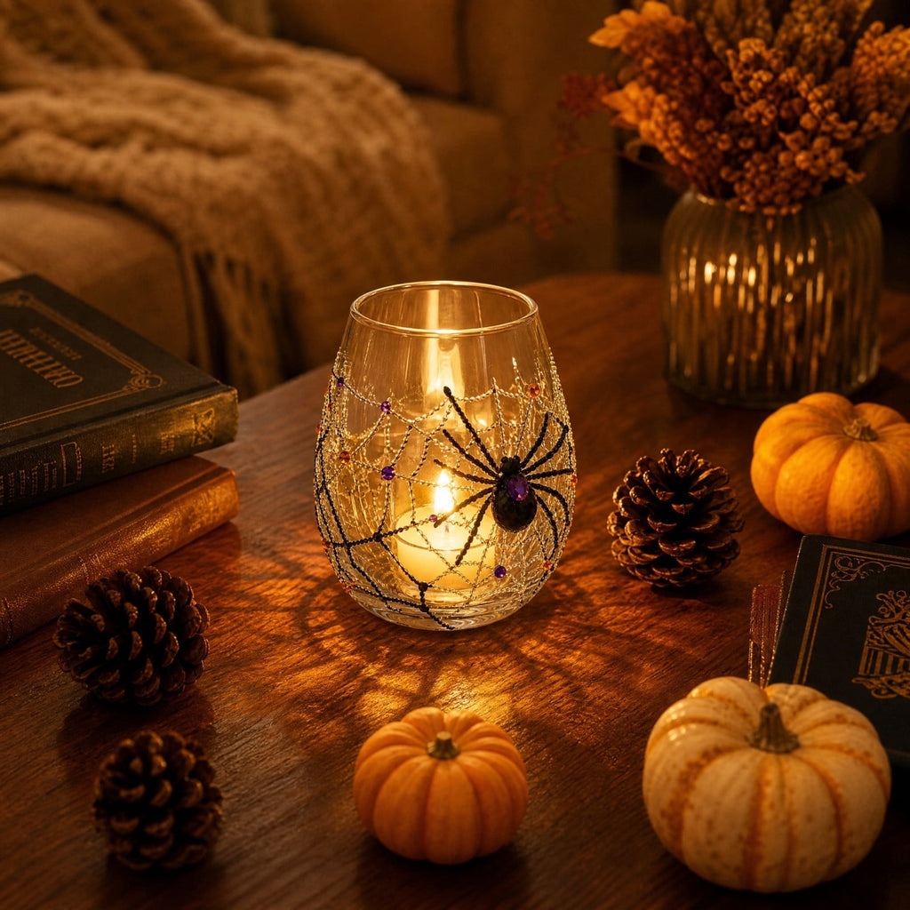 SCNOR Vintage Stained Glass Pumpkin Table Lamp, USB Powered Jack O Lantern Night Light for Halloween Fall Mantel Decor