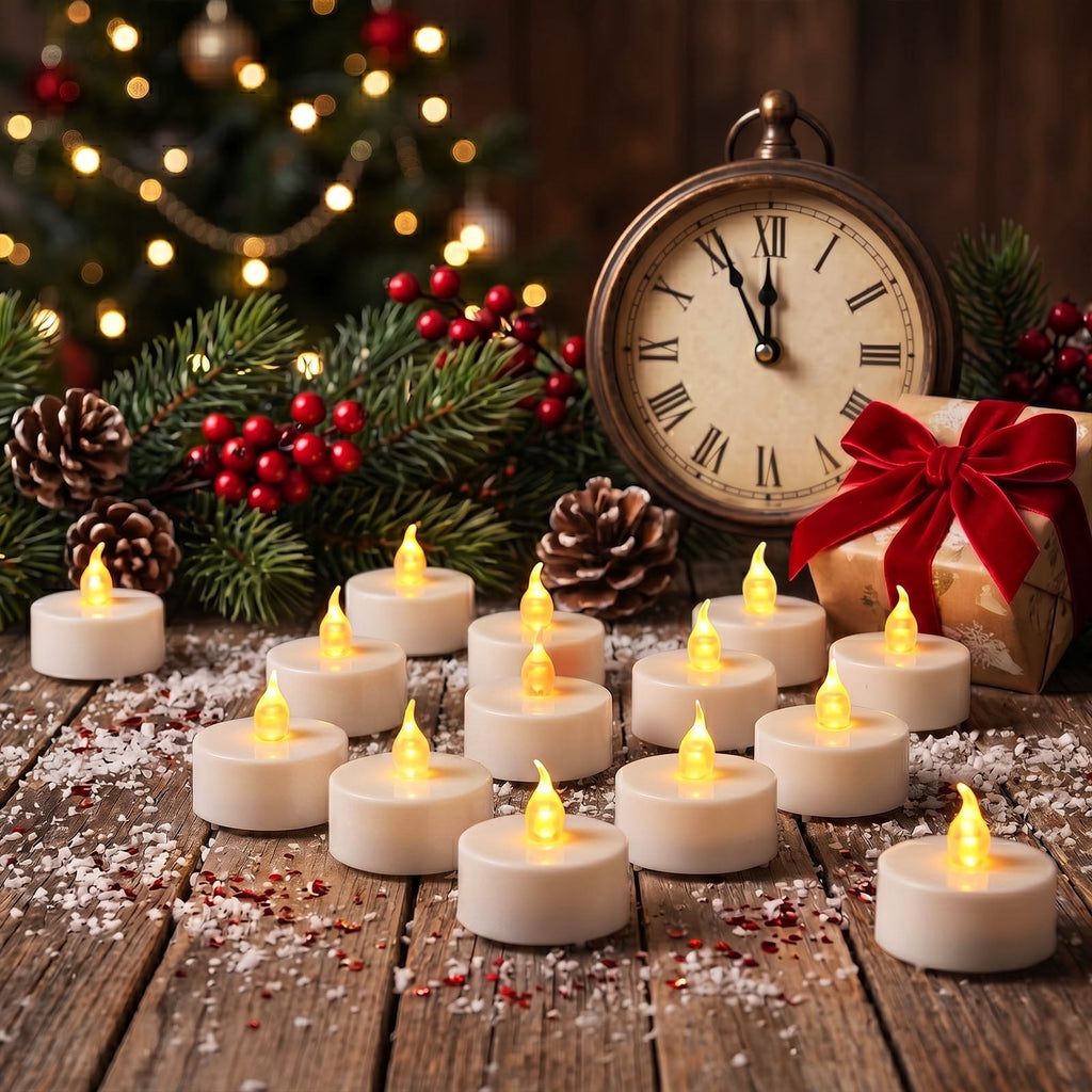 24PCS LED Tealight Candles with Remote Timer, Battery Operated Flameless Tea Light Candles, Fake Flickering Votive Candles for Home Centerpiece Table, Anniversary, Party, Halloween, Ramadan Decor