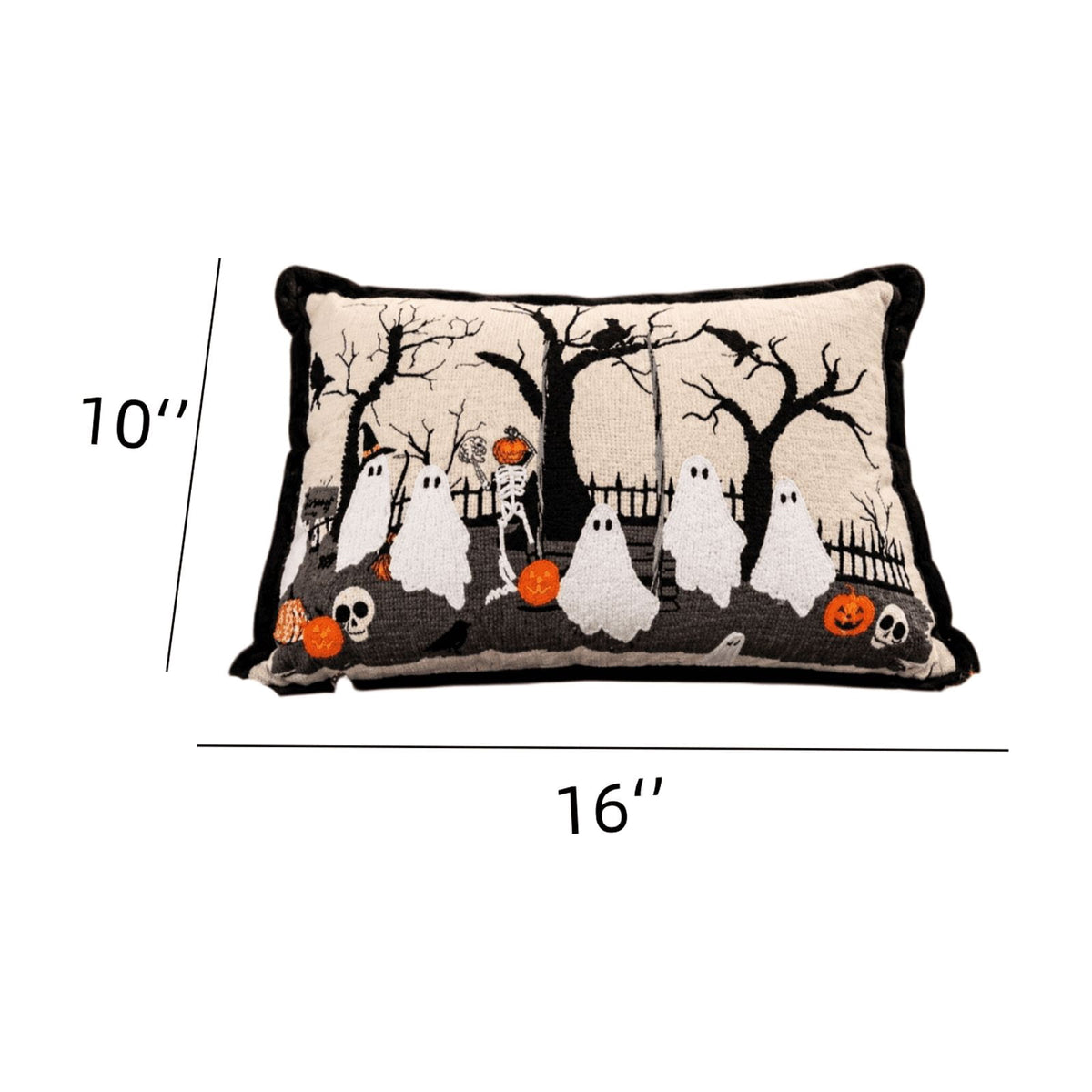 Cute Reading Ghost Plush Throw Pillow, Halloween Book & Pumpkin Bucket Ghost Stuffed Cushion, Spooky Season Decorative Pillow, for Sofa, Bedroom, Party Decor
