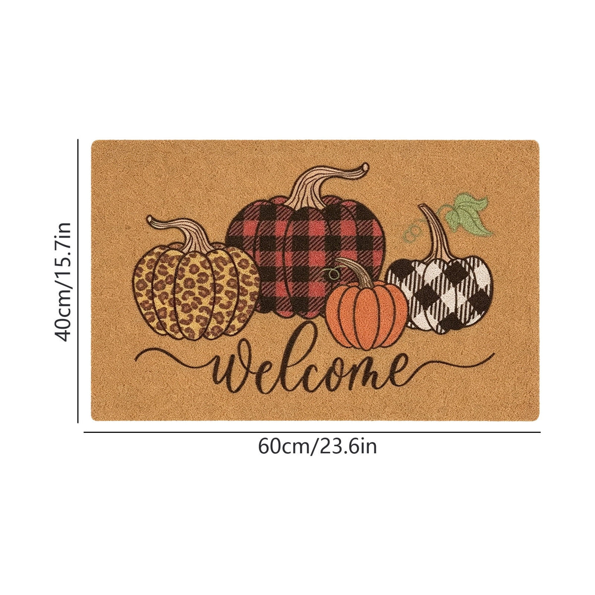 Fllostpr Halloween Pumpkin & Crow Welcome Doormat for Front Door, Non-Slip Vintage Brown Coir Floor Mat for Outdoor Porch Entryway Decor,16x24 Inch