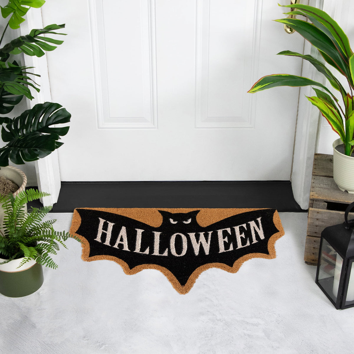 Northlight Natural Coir "Halloween" Bat Shaped Doormat - 18" x 30"