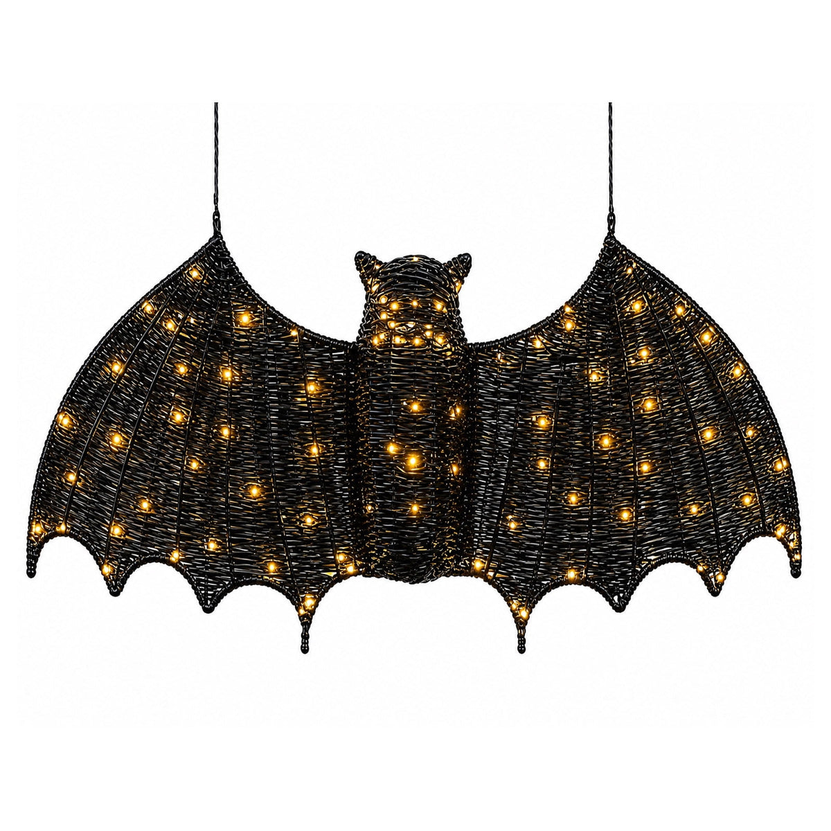 Black Rattan Wall Decoration, Halloween Wicker Bat Art, Indoor and Outdoor Festive Decor, Durable Plastic Material