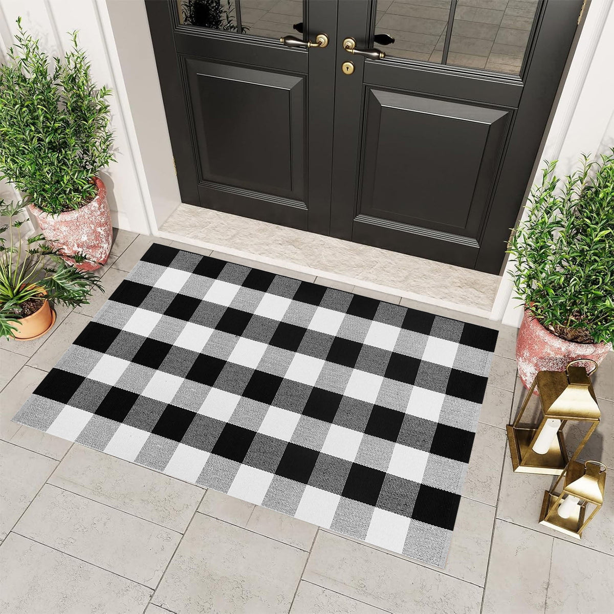 sruoe Fall Door Mat Absorbent Non-Slip Durable Halloween Decorations, Front Door Mat for Porch with Rubber Backing, Indoor Outdoor Entryway, Easy Clean Low-Profile Fade-Resistant.
