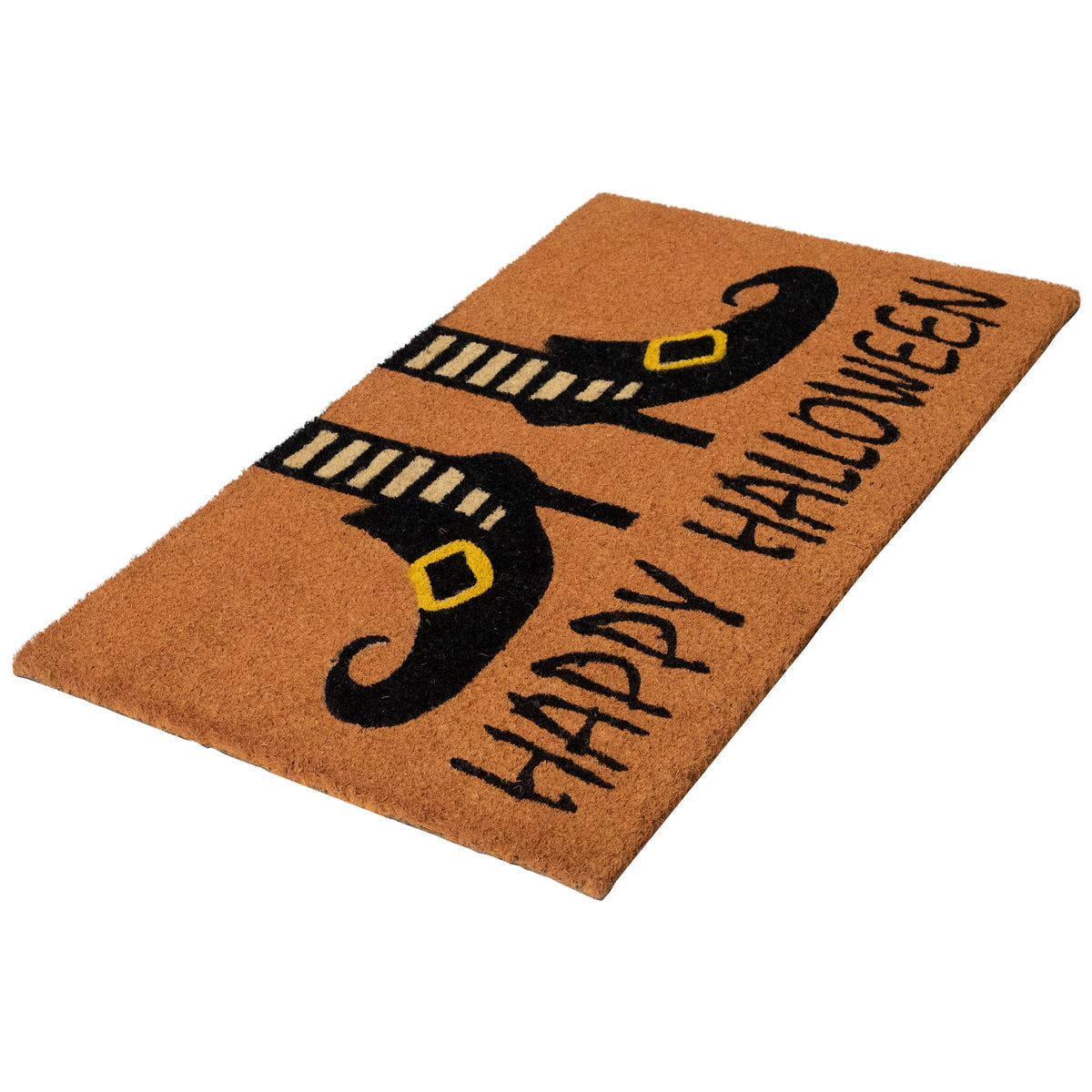 Northlight Wicked Witch Shoes Happy Halloween Coir Outdoor Doormat - 30" - Orange and Black