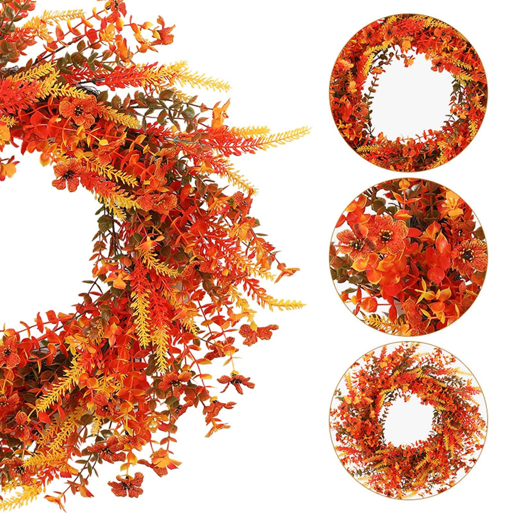 YIKA Halloween Decoration Fall Peony And Pumpkin Wreath Colorful Decorative Garland Home Decoration And Ornaments Suitable For Decoration In Multiple Scenarios F3Halloween Yard Decor