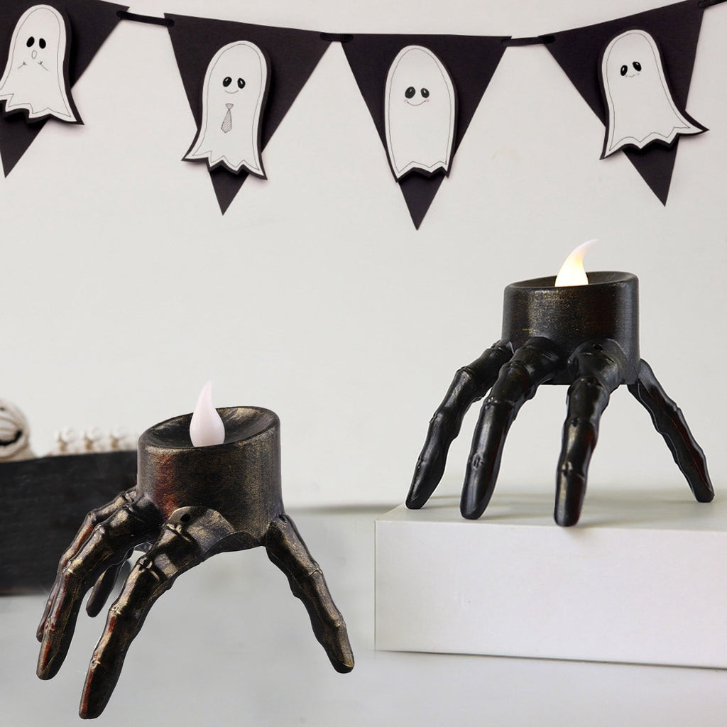 Halloween Spooky Skeleton Hand Candle Flameless Candle Lamp Scary Spooky Candle Halloween Decoration Lights