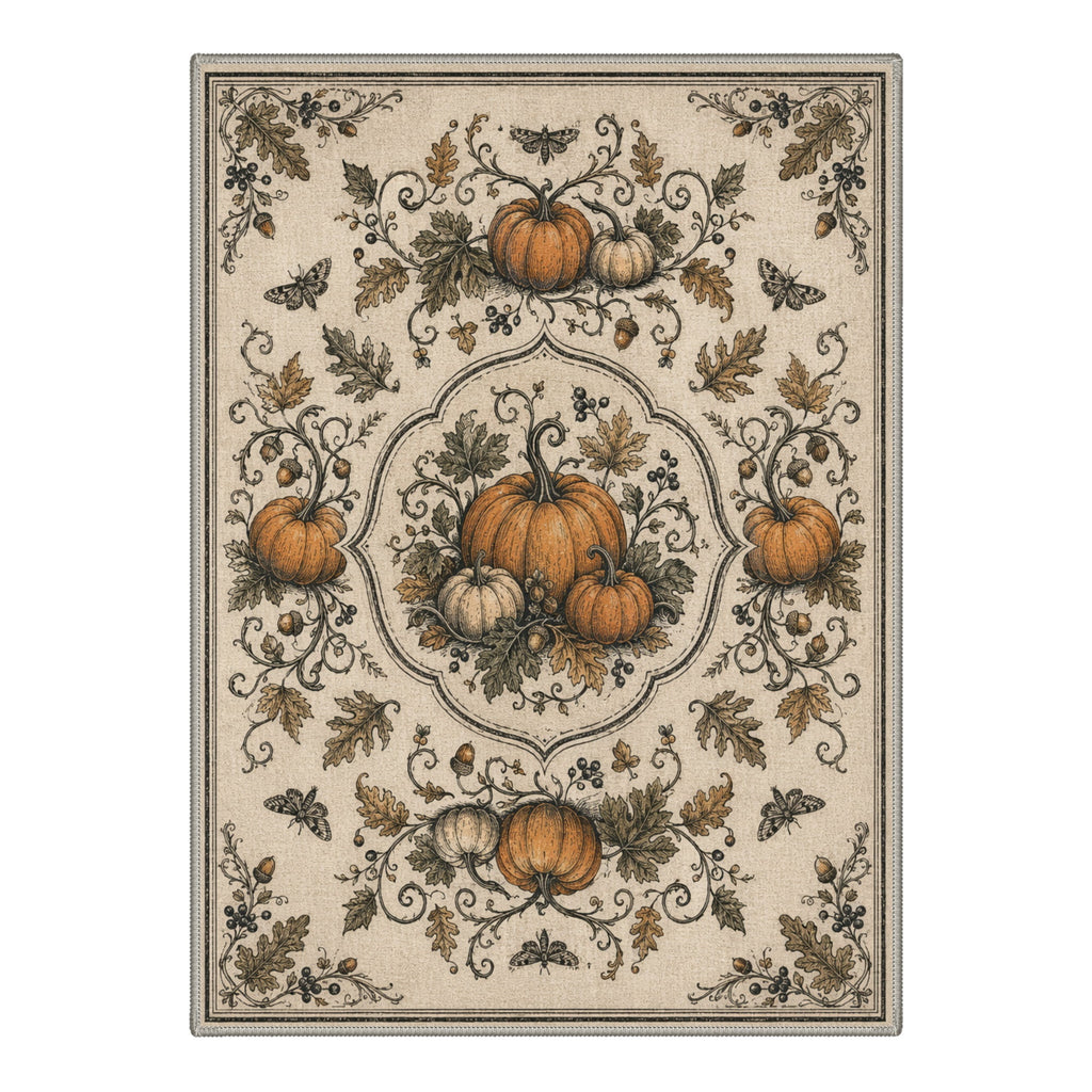 GENIMO 5'x7' Halloween Area Rug for Living Room, Washable Non Slip Soft Vintage Pumpkin Indoor Rug for Bedroom Dining Room Home Office, Antique Moss
