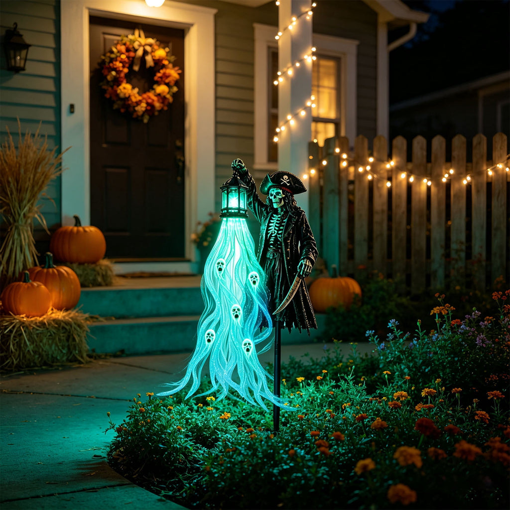 Solar Halloween Metal Moon Black Cat Garden Stake with LED Pumpkin Lantern, Light Up Star Bat Yard Decor Stake, Spooky Outdoor Lawn Pathway Halloween Decoration