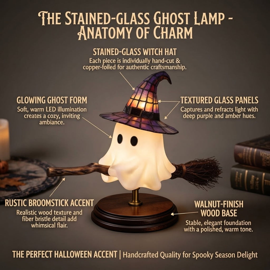 BZPIZ Witch Hat Lamp Handcrafted Retro Resin Stained Witch Hat Desk Lamp Halloween Home Decor Gothic Wizard Hats Night Light for Bedroom & Bookshelf